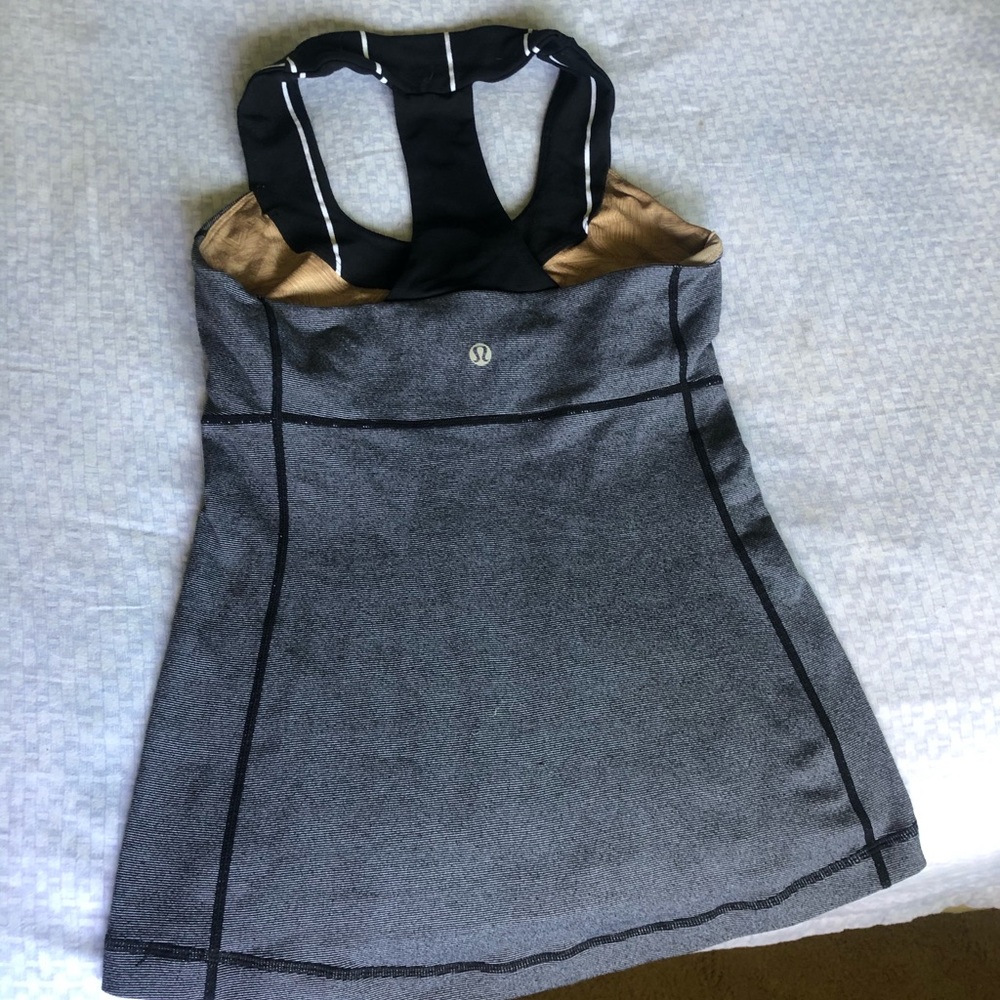Lululemon scoop neck tank white and black striped - Picture 2 of 6